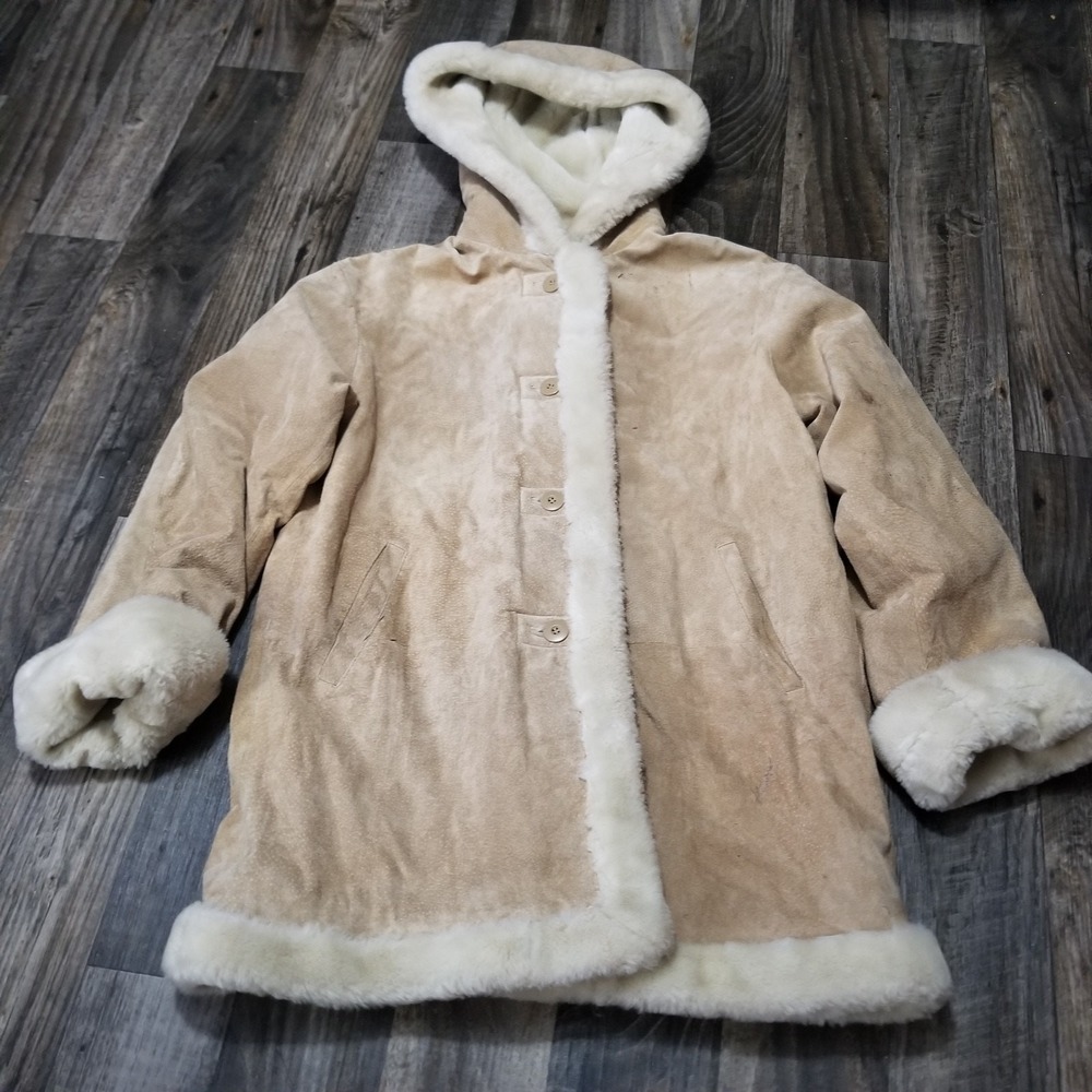 Wilsons Leather Coat Womens M Quilted Liner Suede Jacket Western Hooded Winter